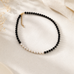Onyx Halskette mit Süßwasserperlen | Handgefertigt | KiFe Schmuck Atelier