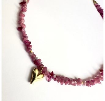 Halskette rosa Turmalin mit Herz | KiFe Schmuck