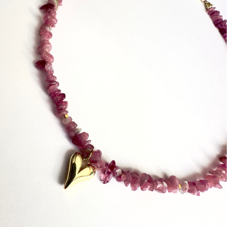 Halskette rosa Turmalin mit Herz | KiFe Schmuck
