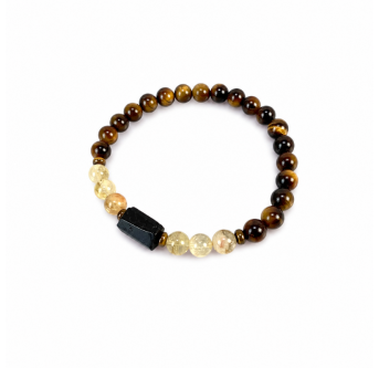 Damenarmband aus Tigerauge, Citrin und schwarzem Turmalin