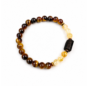 Tigerauge Armband Damen mit Citrin & schwarzem Turmalin | Natursteinarmband
