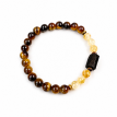 Damenarmband aus Tigerauge, Citrin und schwarzem Turmalin