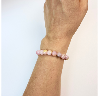 Puderjaspis Armband für Damen in Puderrosa und Creme