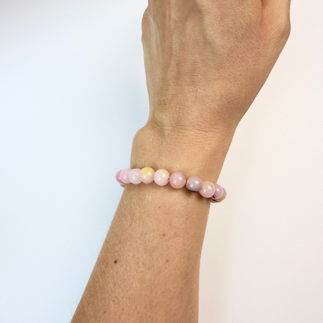 Puderjaspis Armband für Damen in Puderrosa und Creme