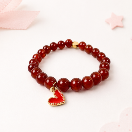 Karneol-Armband für Kinder mit Herz | KiFe Schmuck
