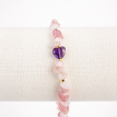 Rosenquarz Armband mit Amethyst-Herz - Damen Natursteinarmband