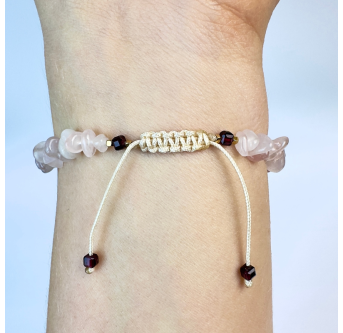 Rosenquarz Armband mit Amethyst-Herz - Damen Natursteinarmband