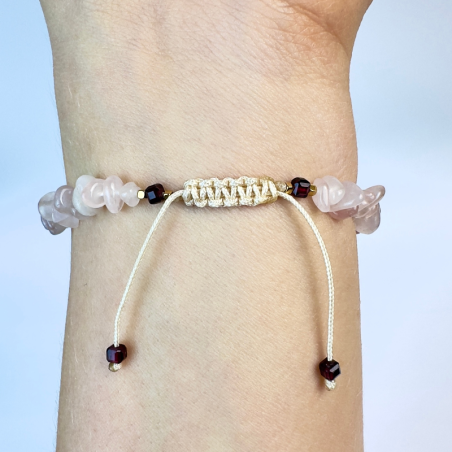 Rosenquarz Armband mit Amethyst-Herz - Damen Natursteinarmband