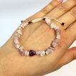 Rosenquarz Armband mit Amethyst-Herz - Damen Natursteinarmband