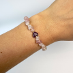Rosenquarz Armband mit Amethyst-Herz - Damen Natursteinarmband