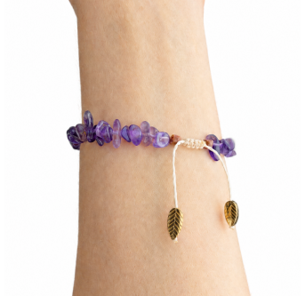 Amethyst-Armband mit Goldfluss und Hämatit, verstellbar