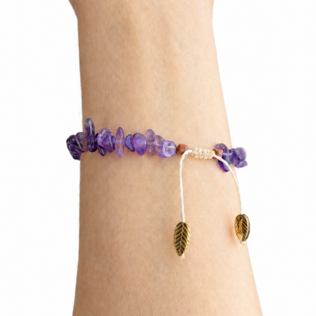 Amethyst-Armband mit Goldfluss und Hämatit, verstellbar