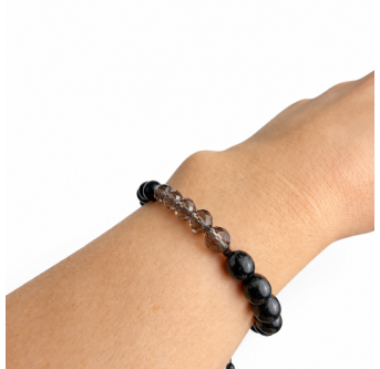 Turmalin-Armband mit Rauchquarz, verstellbares Schutzarmband für Damen