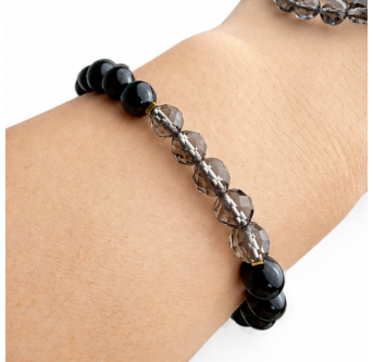Turmalin-Armband mit Rauchquarz, verstellbares Schutzarmband für Damen