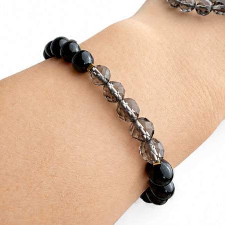 Turmalin-Armband mit Rauchquarz, verstellbares Schutzarmband für Damen