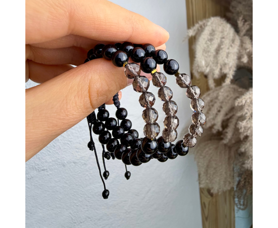 Turmalin-Armband mit Rauchquarz, verstellbares Schutzarmband für Damen