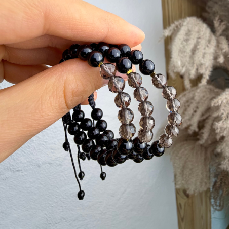 Turmalin-Armband mit Rauchquarz, verstellbares Schutzarmband für Damen