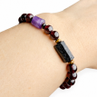 Granat-Armband mit schwarzem Turmalin, Amethyst und Tigerauge - Mutmacher für Damen