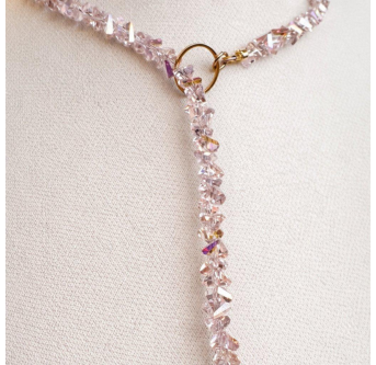 Verstellbare Y-Kette aus Kristallglas - Rosé