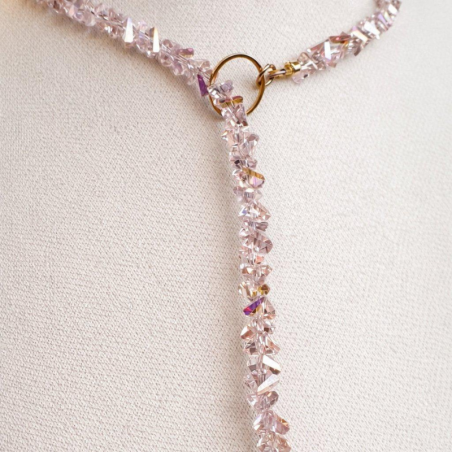 Verstellbare Y-Kette aus Kristallglas - Rosé