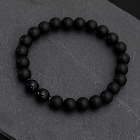 Herrenarmband Onyx Turmalin - schwarzes minimalistisches Naturstein Armband