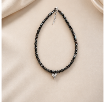 Femininer Choker aus schwarzem Kristallglas - Damen Halskette