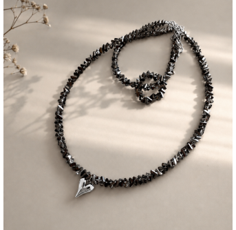 Femininer Choker aus schwarzem Kristallglas - Damen Halskette