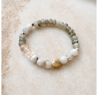 Stilvolles Damenarmband mit Citrin, Mondstein & Labradorit