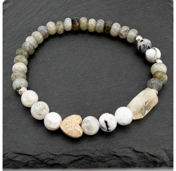 Damenarmband aus Halbedelsteinen mit Citrin & Mondstein