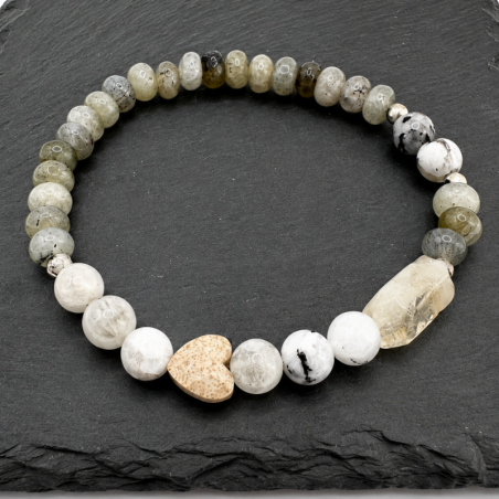 Damenarmband aus Halbedelsteinen mit Citrin & Mondstein