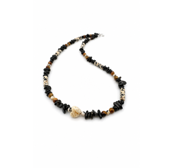 Boho Edelstein Halskette mit Turmalin & Dalmatiner Jaspis