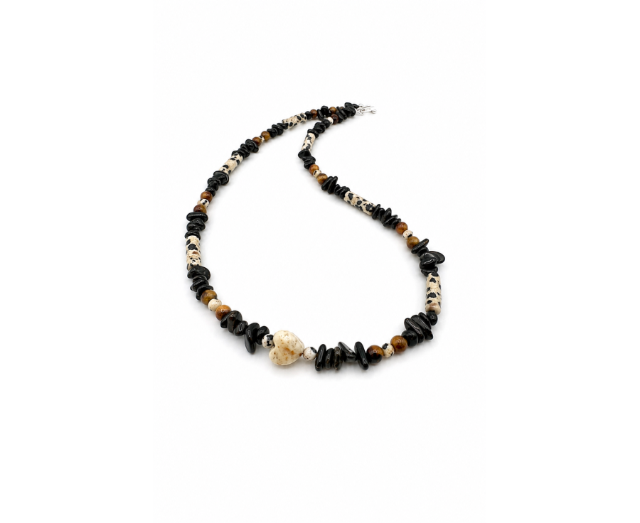 Boho Edelstein Halskette mit Turmalin & Dalmatiner Jaspis Boho Edelstein Halskette mit Turmalin & Dalmatiner Jaspis