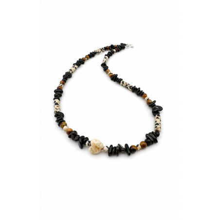 Boho Edelstein Halskette mit Turmalin & Dalmatiner Jaspis