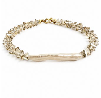 Armband mit Süßwasserperle Stäbchen und champagnerfarbenen Kristallen