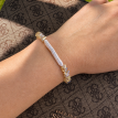 Armband mit Süßwasserperle und champagnerfarbenen Kristallen mit goldfarbenem Edelstahlverschluss