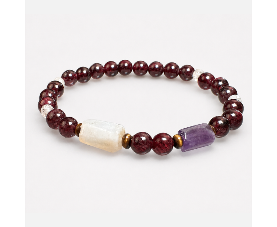 Granat Armband mit Citrin und Amethyst