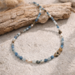 Aquamarin Halskette mit Süßwasserperle und Dalmatiner Jaspis Aquamarin Halskette mit Süßwasserperle und Dalmatiner Jaspis