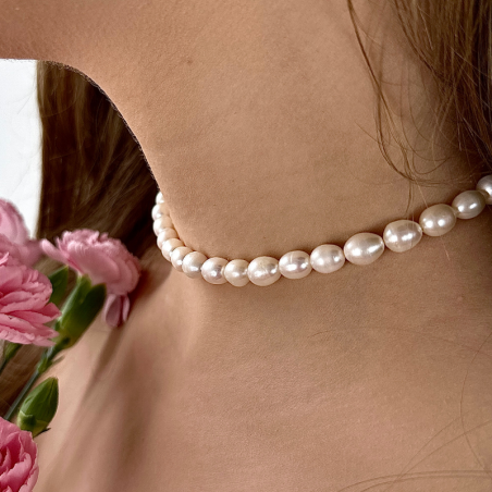 Elegante Perlenkette aus natürlichen Süßwasserperlen