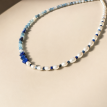 Halskette aus Lapislazuli, Aquamarin und Süßwasserperlen